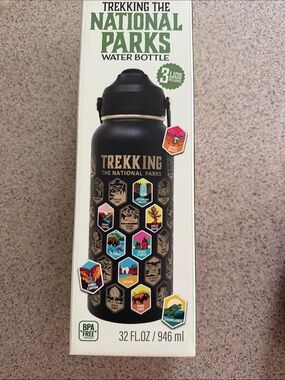 Trekking the National Parks Water Bottle - Black, new in box